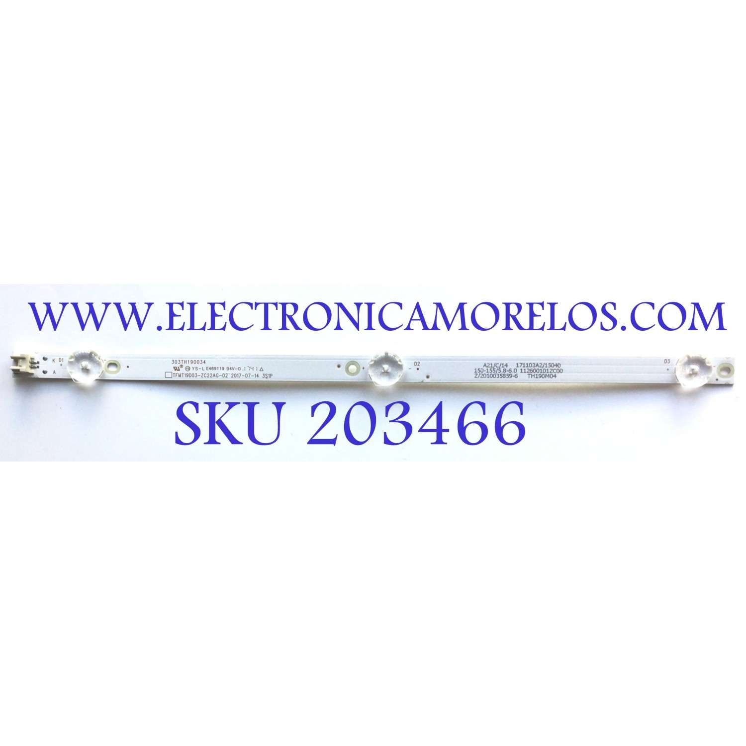 LED PARA TV ELEMENT (1 PIEZA) / NUMERO DE PARTE 303TH190034 / TFMT19D03-ZC22AG-02 / TH190M04 / 112600101ZC00 / Z/2010035859-6 / 171103A2/15040 / MODELO ELEFW195